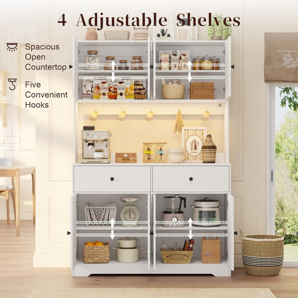 71" Kitchen Pantry Cabinet with Charging Station, Pantry Storage Cabinet...