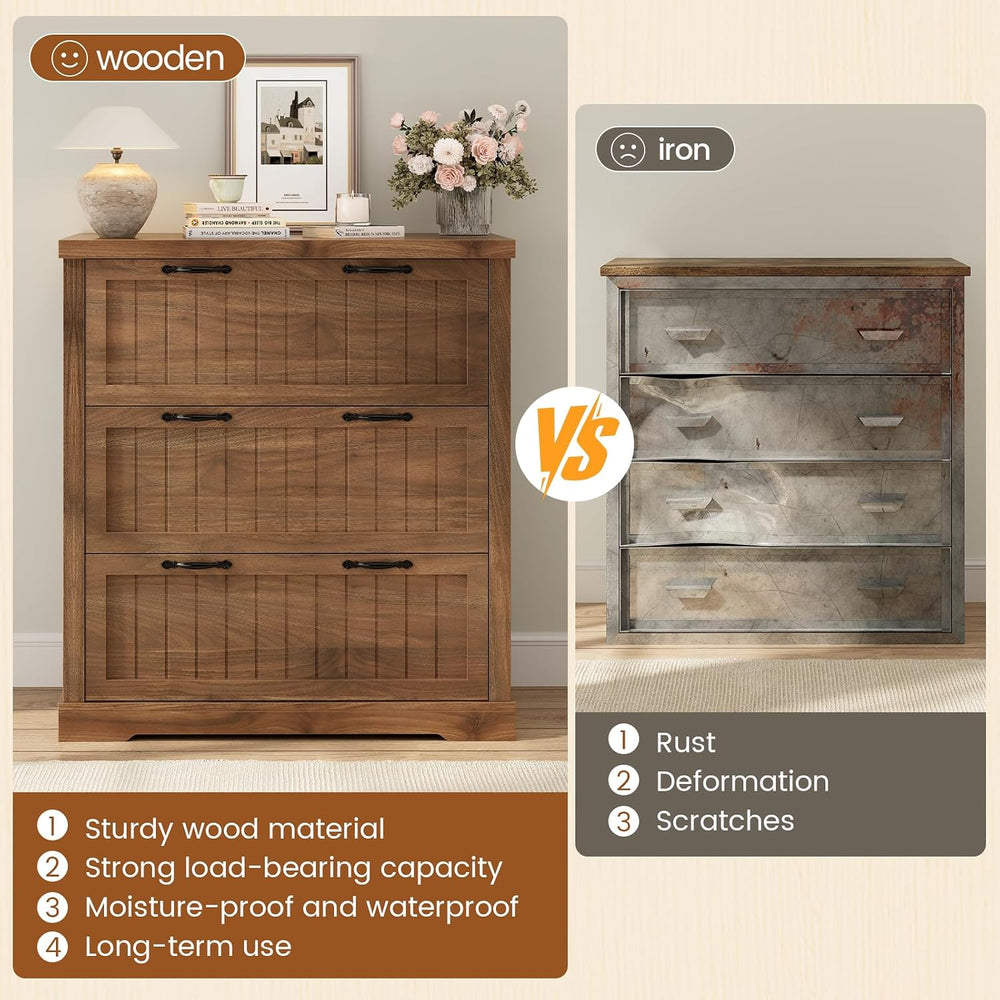 SEDETA Filing Cabinet for Home Office, Farmhouse 3 Drawer File Cabinet, Wood ...