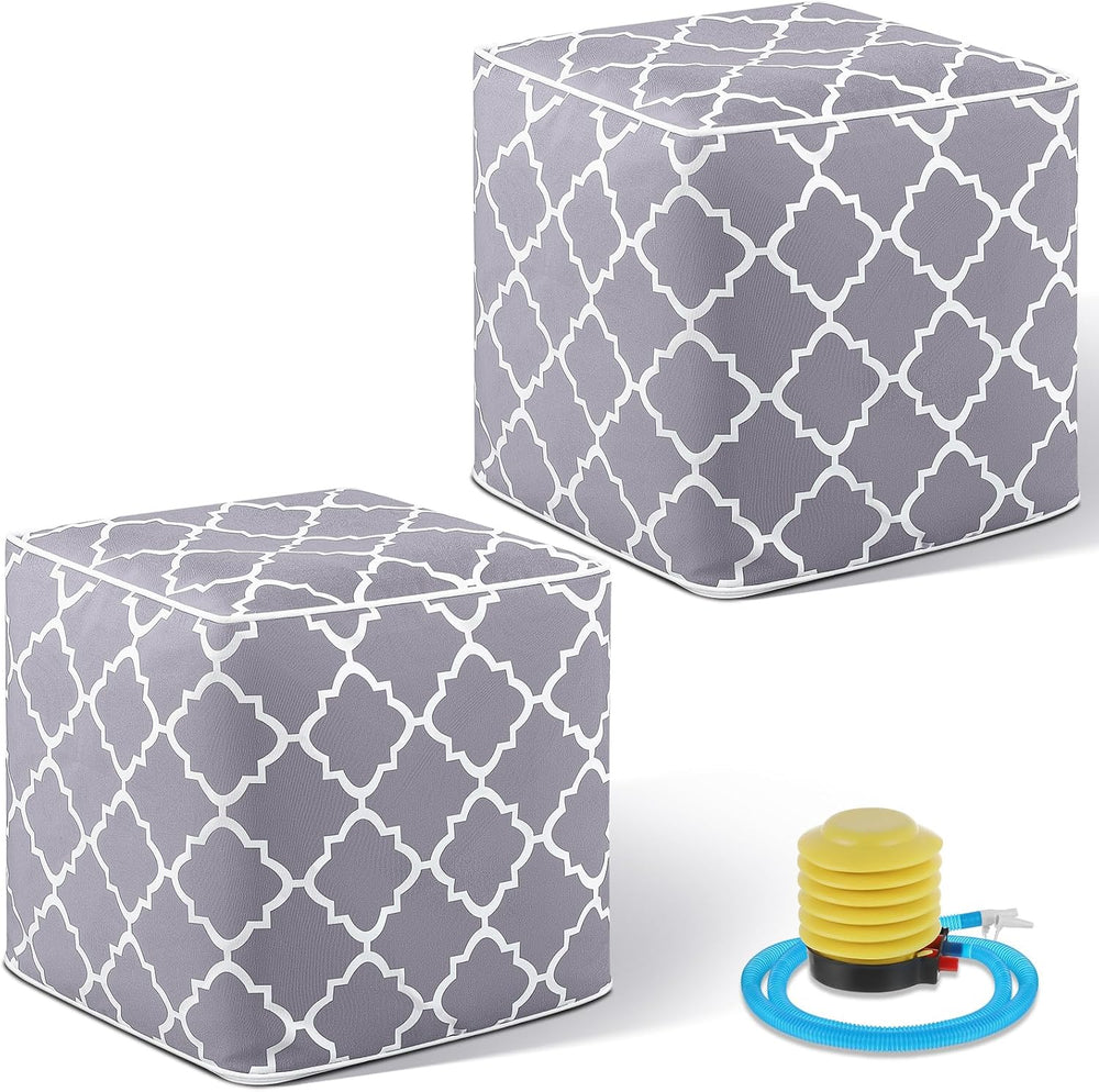 Juexica 2 Pack Inflatable Outdoor Ottoman Pouf Waterproof Cube 16" Squar...