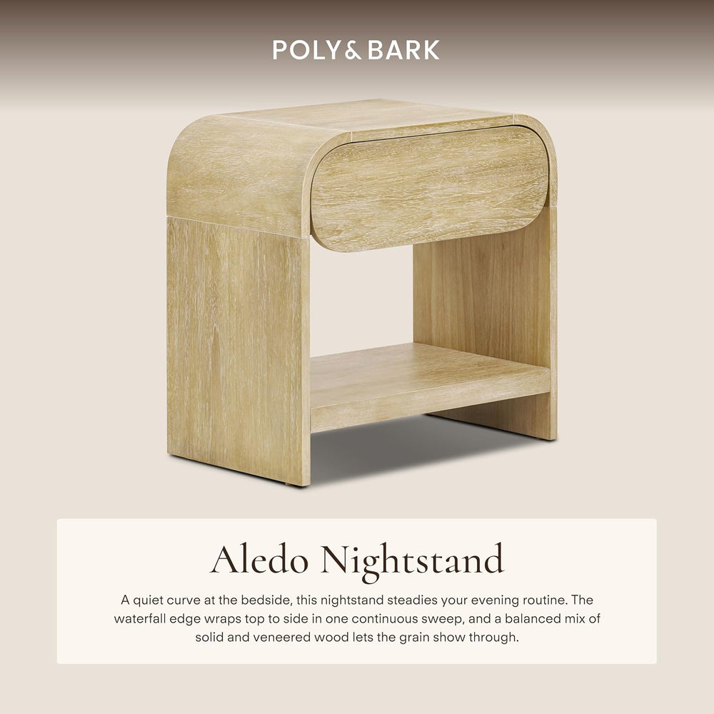 Poly & BARK Aledo 22” Nightstand – Solid and Veneered Wood Construction w...