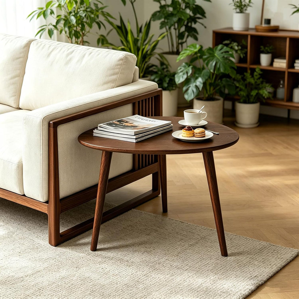 Walnut Oval Side Table, 17.5''D x 25.6''W x 19.7''H, ...