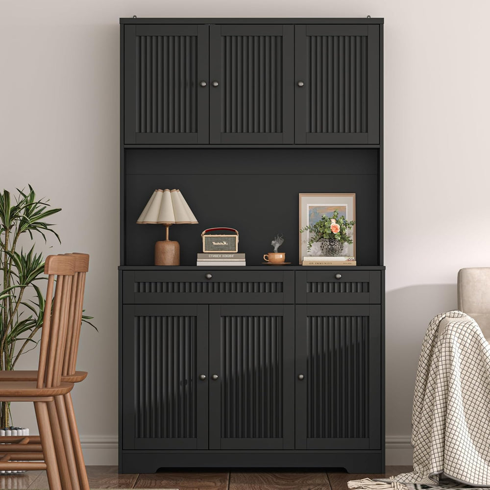 Pantry Storage Cabinet with Charging Station, Kitchen Storage with Adjustable...