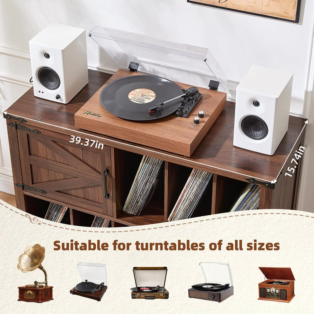Joaxswe Large Record Player Stand with Vinyl Storage Up to 450 Albums, 39 Inc...