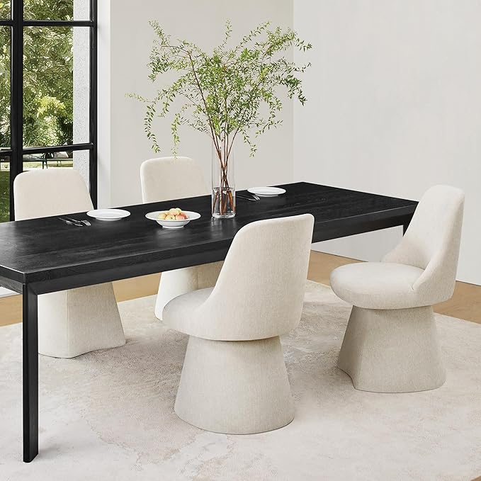 Swivel Dining Chairs Set of 2, Upholstered Mid Century Modern Deskchair with ...