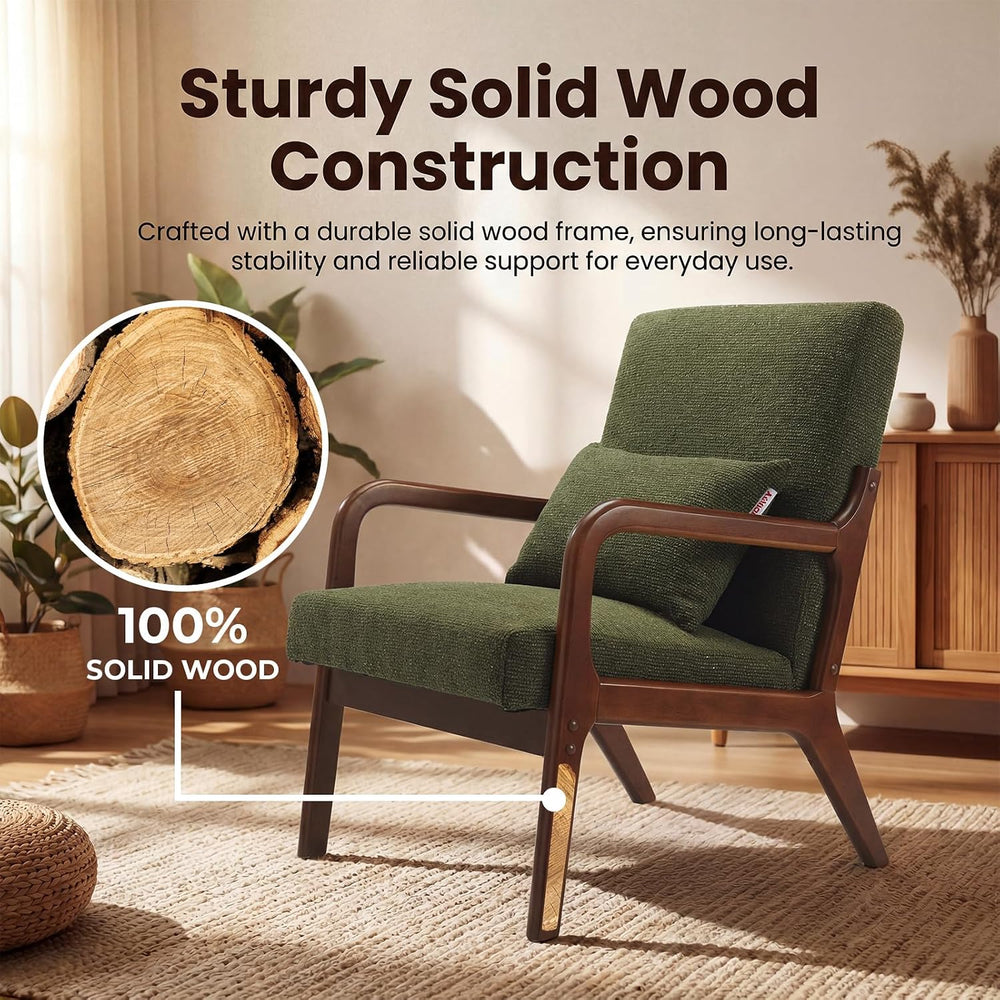 Achicsofar Accent Chair Mid Century Modern Armchair with Lumbar Support Pillo...