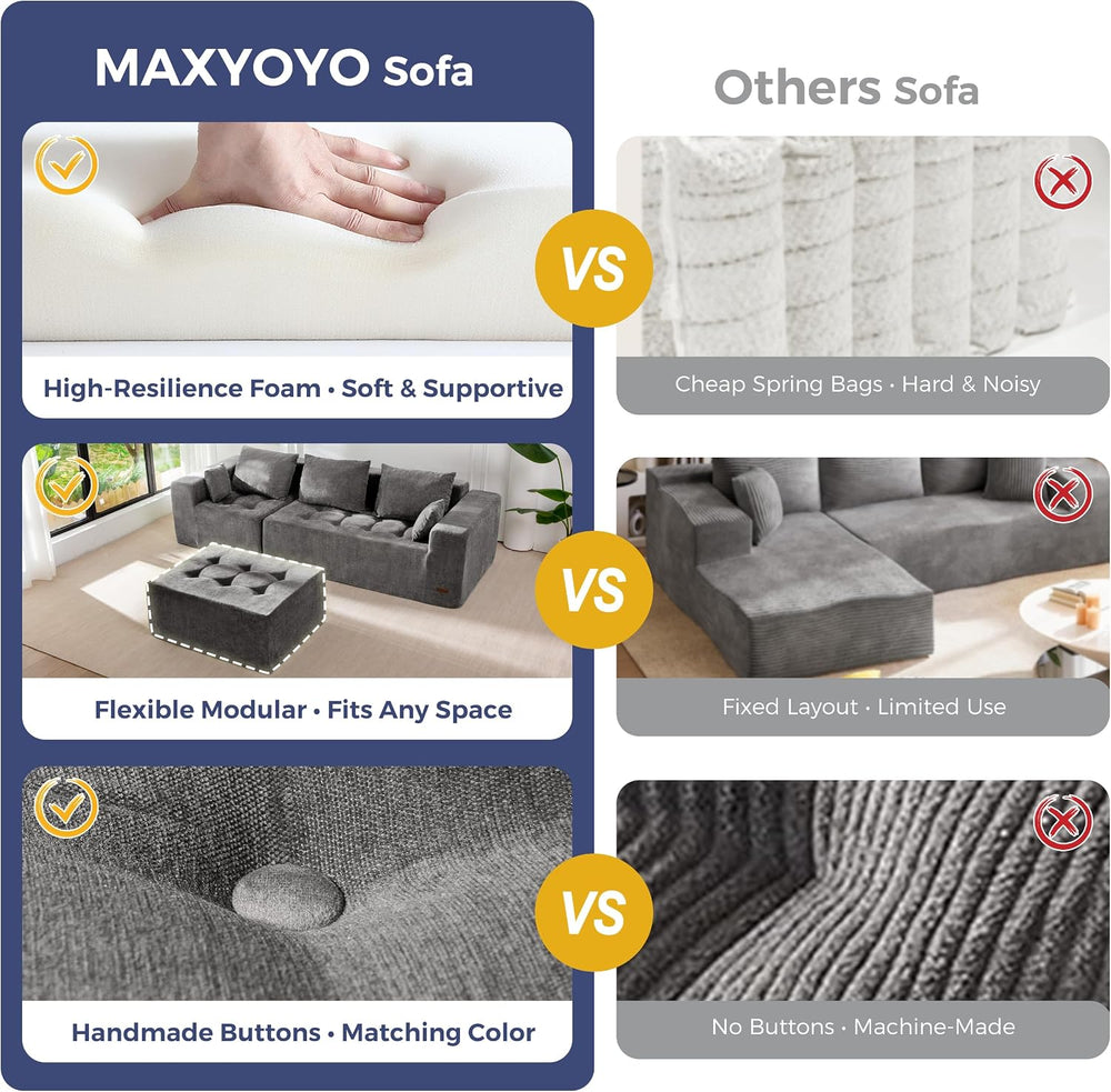 MAXYOYO Modular Sectional Sofa Couch, L Shaped Cloud Couch with Flexible Otto...