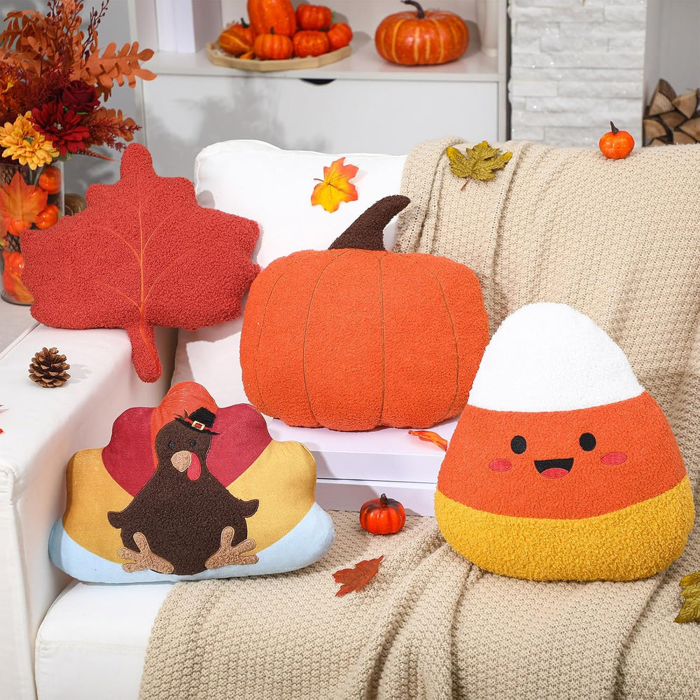 Yousoontic 4 Pcs Thanksgiving Throw Pillows Turkey Plush Pillow Fall Maple Le...