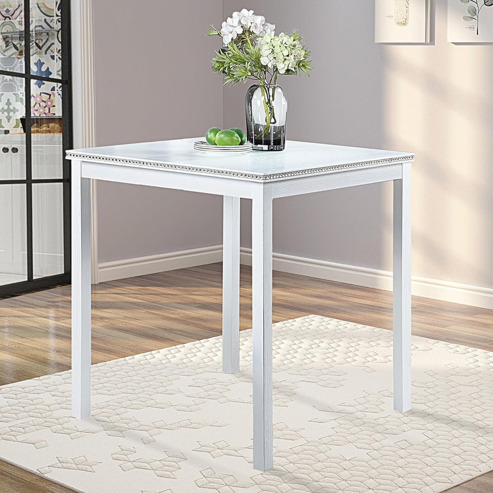 LUMISOL Wood Square Dining Table for 4, Farmhouse Counter Height Kitchen Tabl...