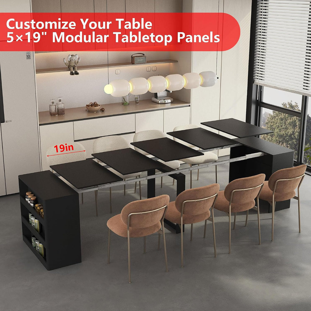 28" - 123" Large Extendable Dining Table, Expandable Table for 2-10...