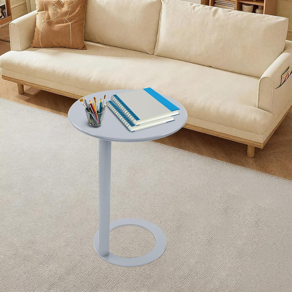 C-Shaped Round Side Table, Couch Side Tables with O-Shaped Base, Metal End Ta...