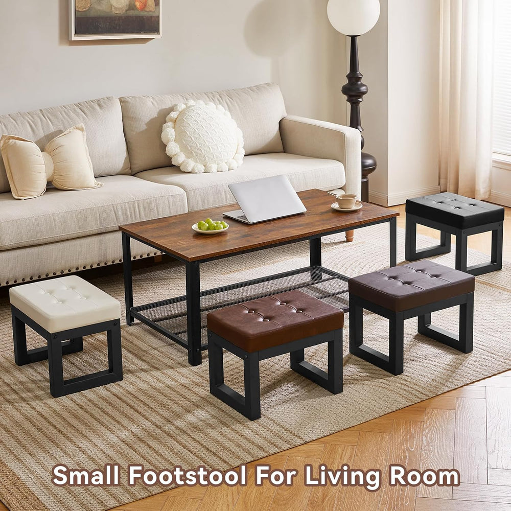 IBUYKE 16 Inch Small Foot Stool Ottoman, Rectangle PU Faux Leather Foot Rest ...