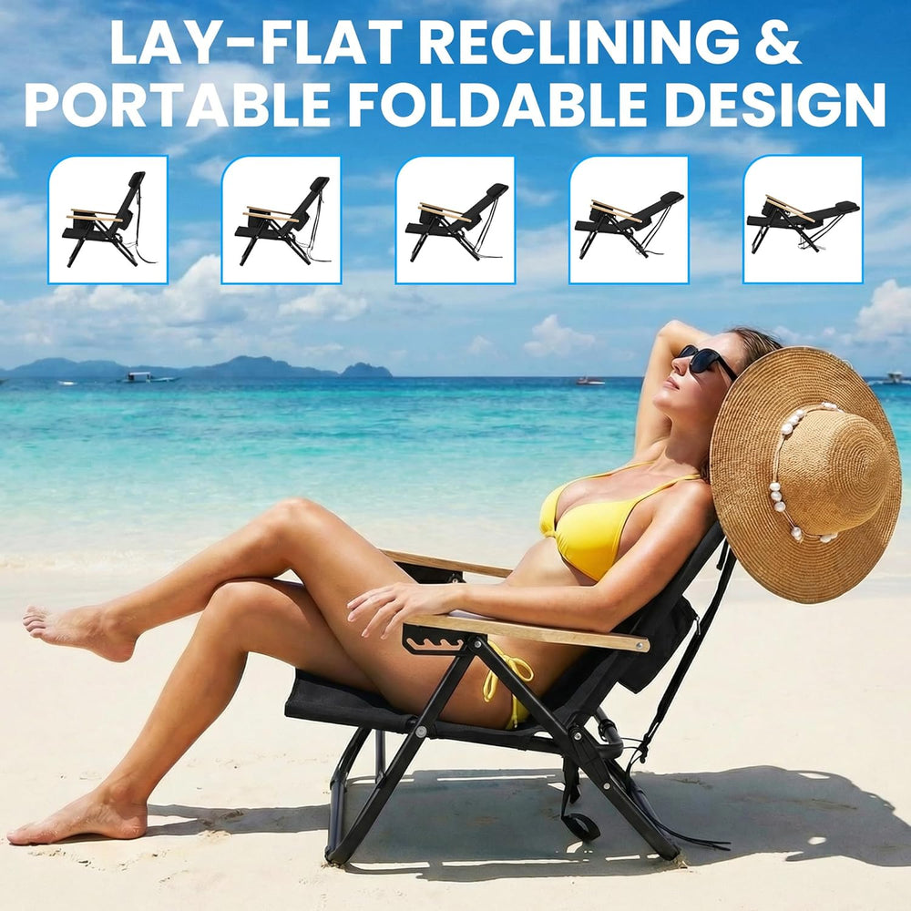 Cansky Portable Beach Chair for Adults, Outdoor Lightweight Camping Chair wit...
