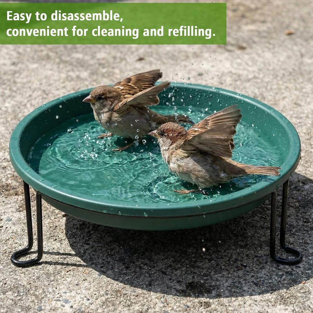 14.37'' Ground Bird Bath for Outside Large Bird Bath, Green