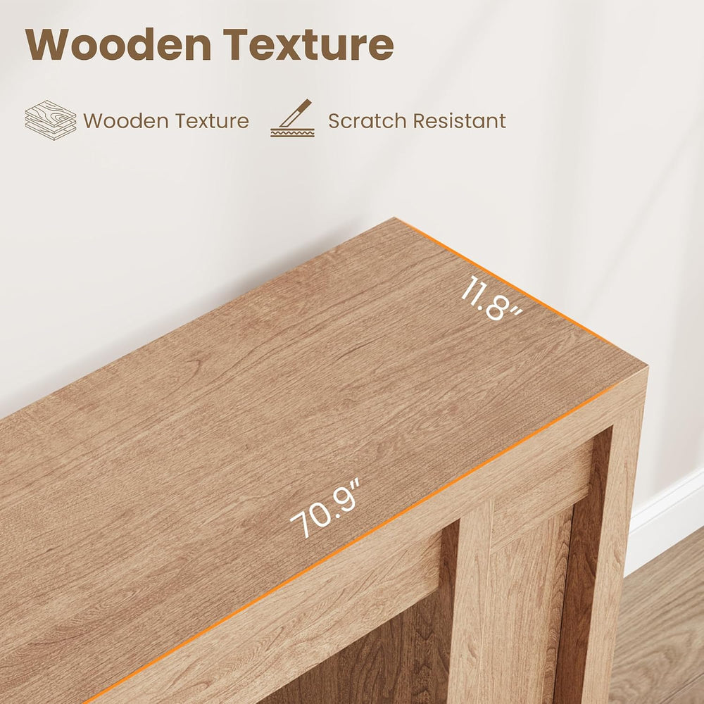 GAOMON 70.9" Farmhouse Cherrywood Console Table - 1.9" Thick Top (3...