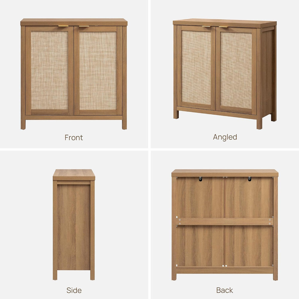 SICOTAS Sideboard Buffet Cabinet with Large Storage - Boho Rattan Credenza Co...