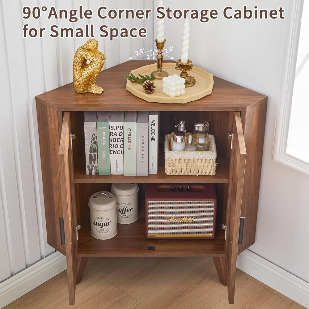 BERRYMERRY Fluted Corner Cabinet with Storage,Space Saving Corner Floor Cabin...
