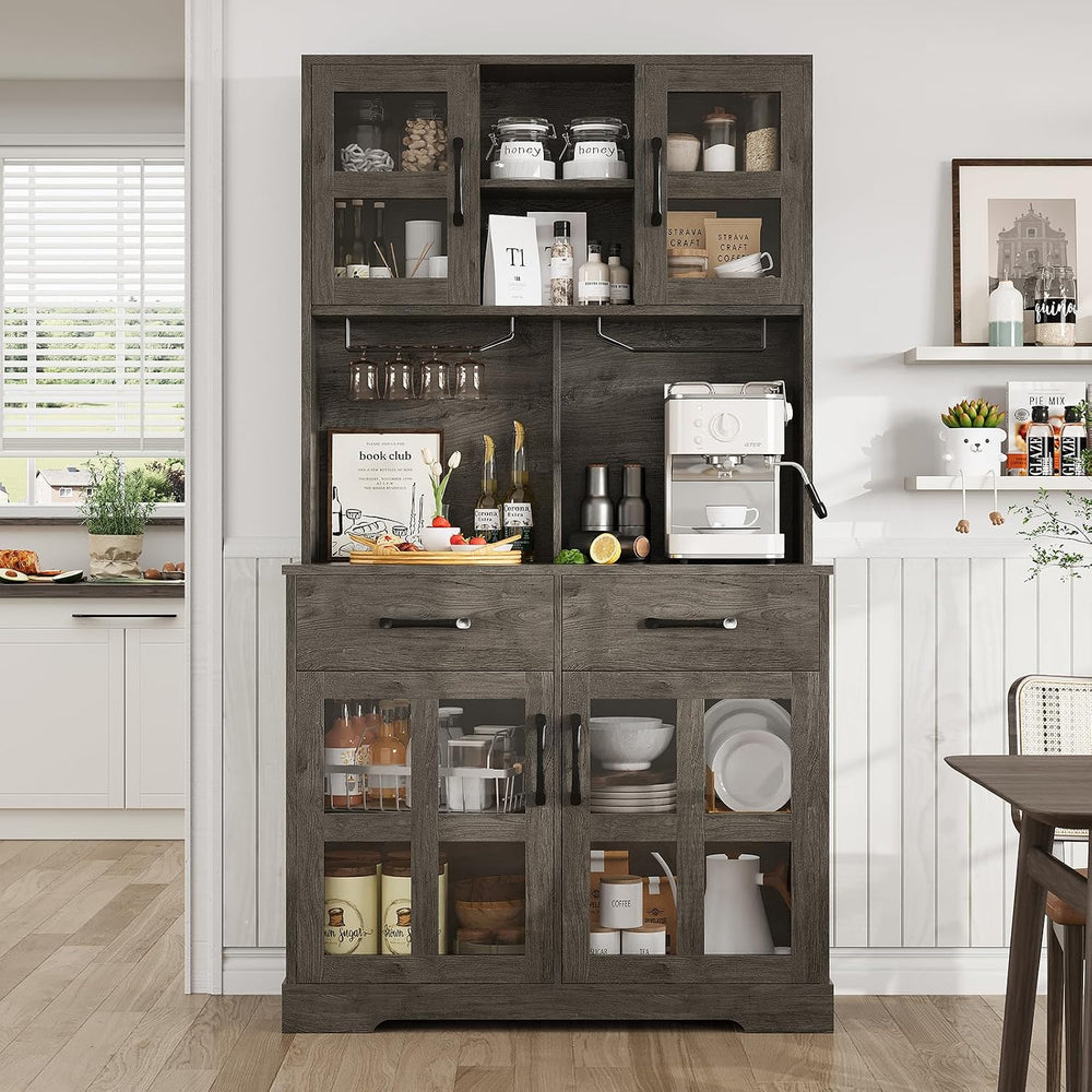 Kitchen Pantry Storage Cabinet, Modern Pantry with Power Outlet, Food Pantry ...