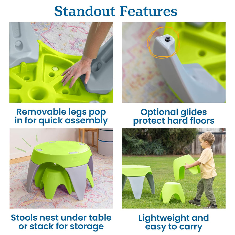 ECR4Kids Ayana Table and Stool Classroom Set, Childrens Furniture, Lime Green...