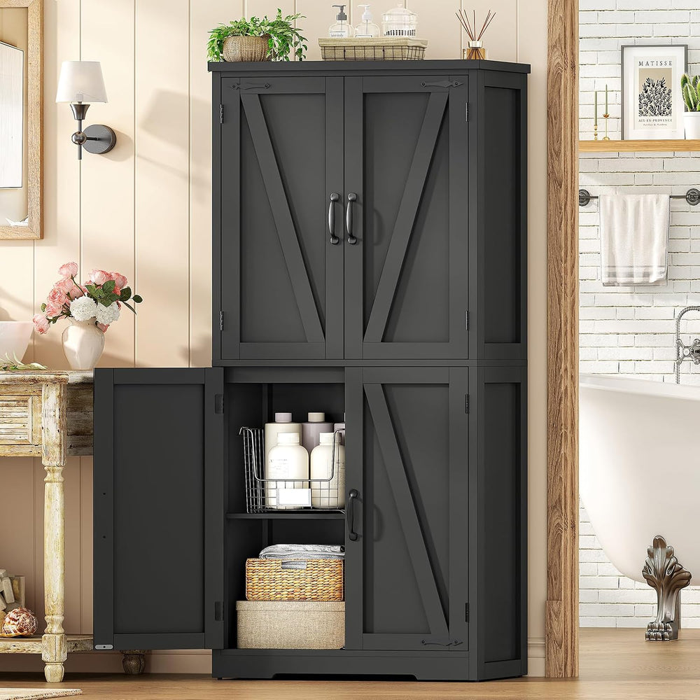 58.5" H Storage Cabinet, Farmhouse Kitchen Pantry Cabinet with 4 Doors