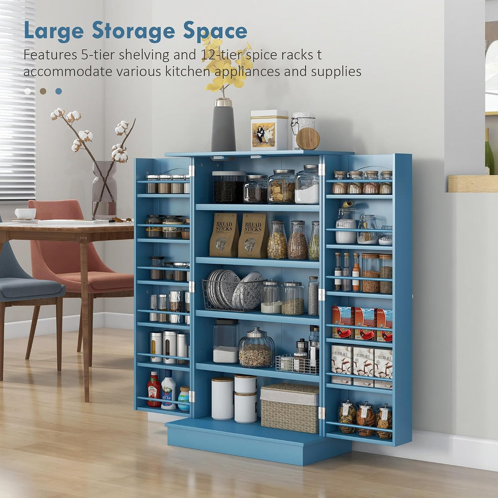 Storage Cabinet, 41" Kitchen Pantry with 12 Door Shelves and Adjustable ...