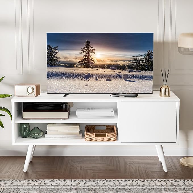 Cozy Castle TV Stand for 48 Inch TV, Mid Century Modern Entertainment Center ...