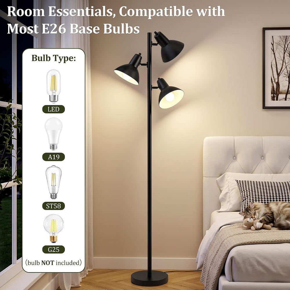 3 Light Floor Lamps for Living Room, 67" Tall Metal Modern Tree Floor Lamp