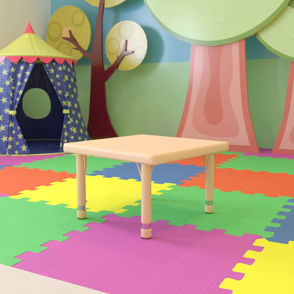 EMMA + OLIVER 24" Square Natural Plastic Height Adjustable Activity Tabl...
