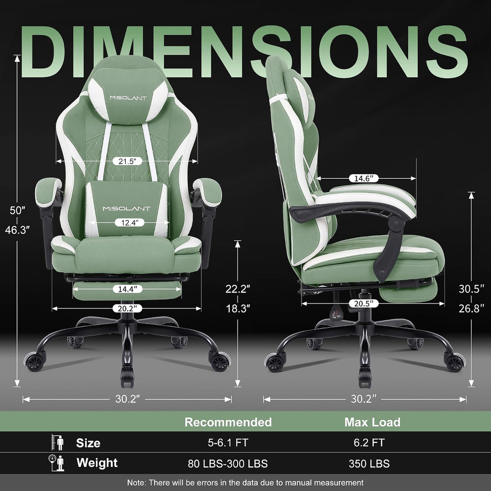Misolant Gaming Chair, Fabric Gamer Chair with footrest for Adults, High Back...