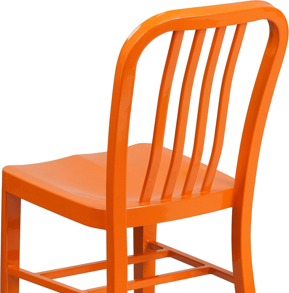 Flash Furniture Gael Commercial Grade 2 Pack Orange Metal Indoor-Outdoor Chair