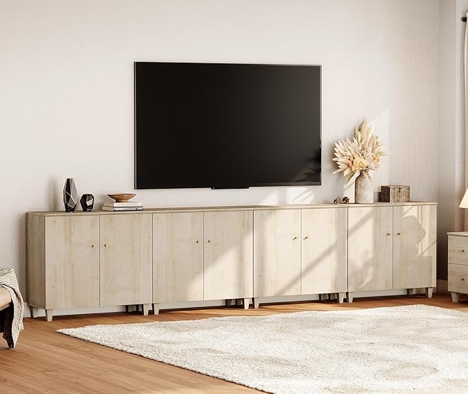 WAMPAT TV Stands Entertainment Center for 110+ Inch TVs, 4-in-1 Wood Televisi...