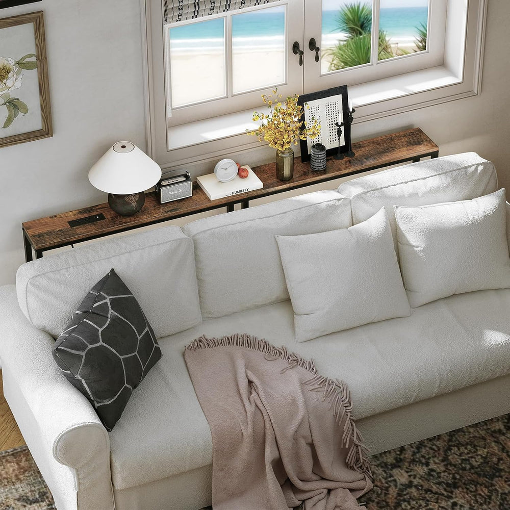 78.7" Behind Couch Table Adjustable Height 23.8~34.8" with Charging...