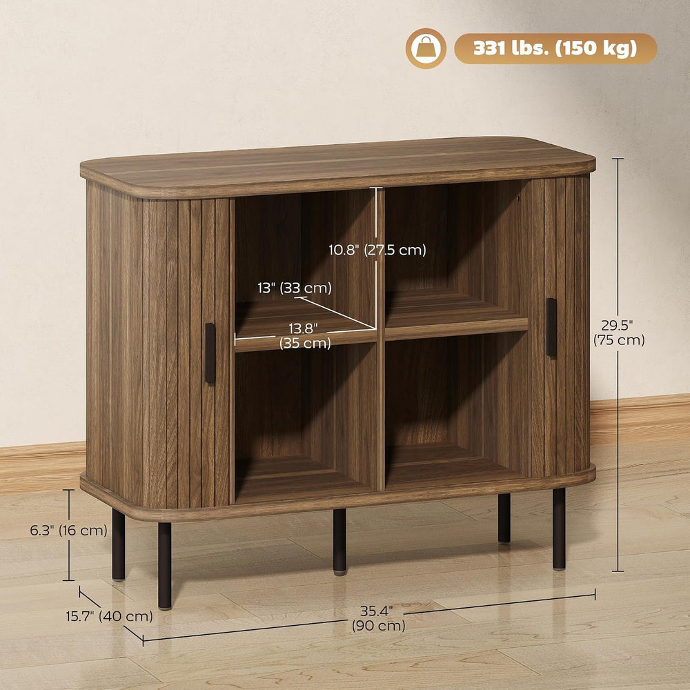 HOMCOM 35.4" Sideboard Buffet Cabinet with Storage, Nordic Coffee Bar Ca...