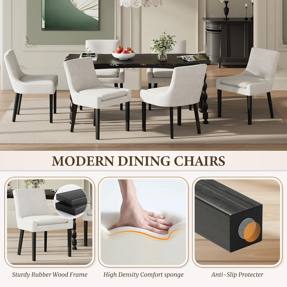 COLAMY Modern Dining Room Chairs Set of 4 with Mid Back and Wood Legs, Uphols...