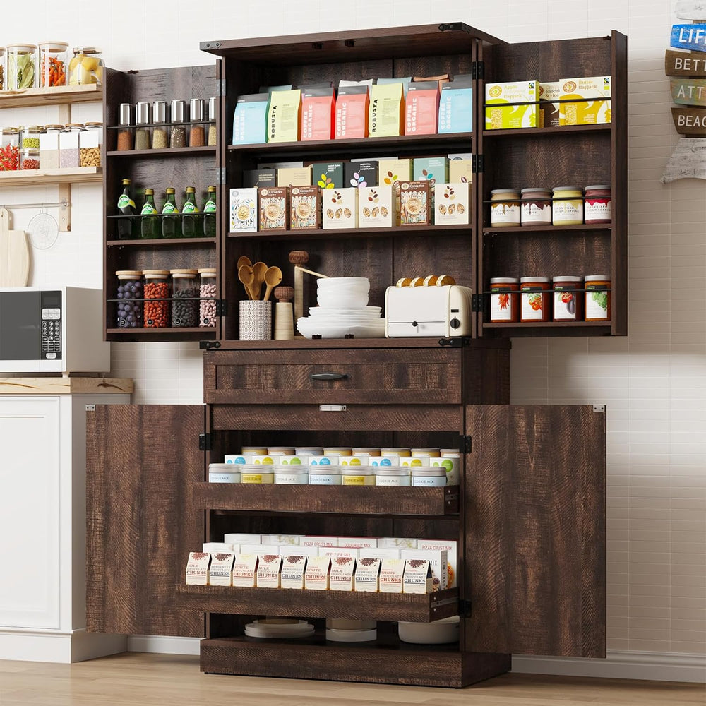 71" Tall Kitchen Pantry Cabinet with 3 Drawers,Farmhouse Storage Cabinet...