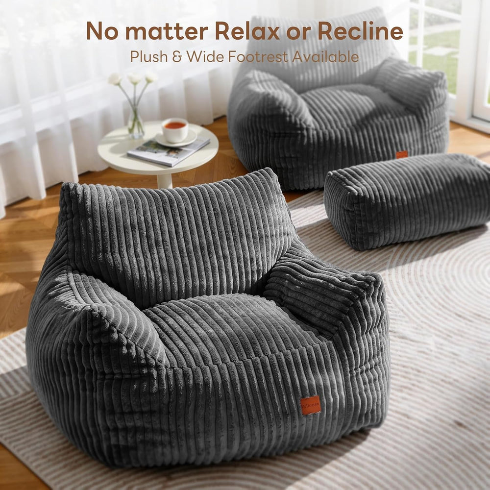 Giant Bean Bag Chair, Oversized Bean Bag Couch for Adults | Fluffy Corduroy B...