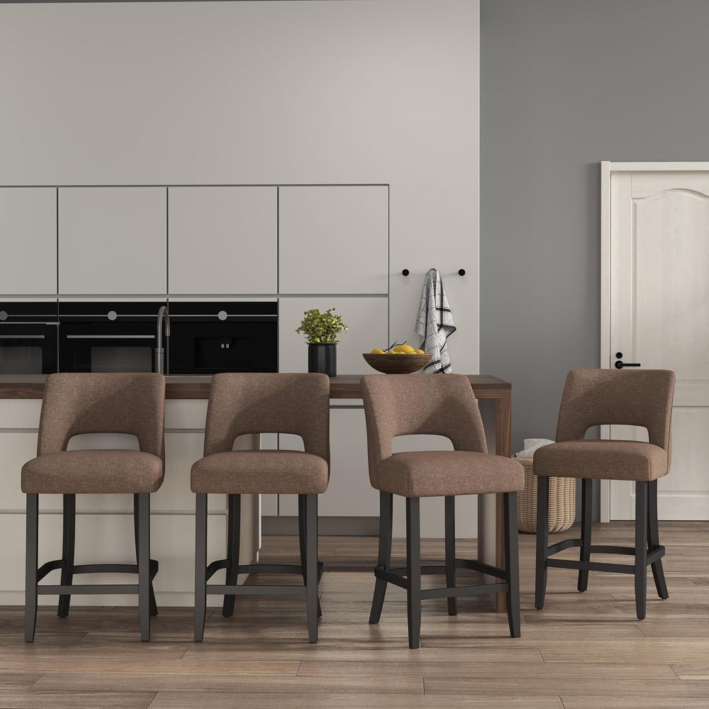 VKNOW Bar Stools Set of 2, 26" Upholstered Counter Height Bar Stools