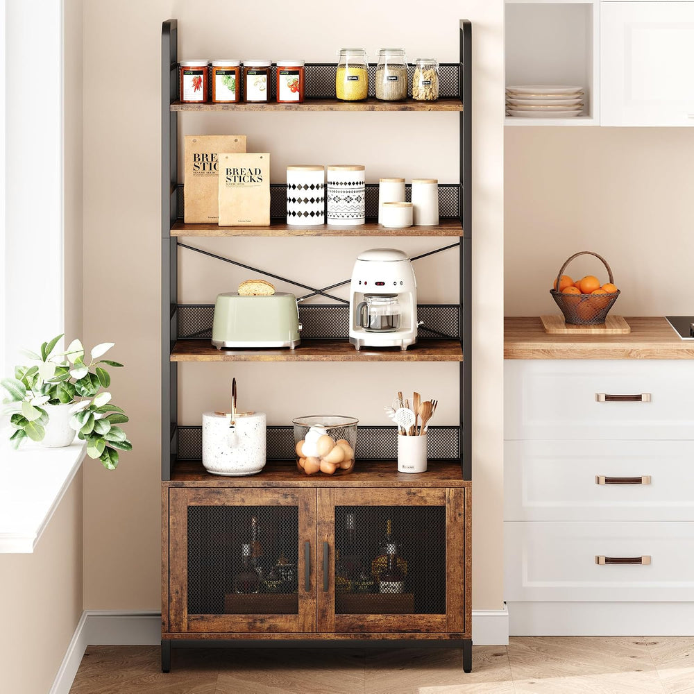 IDEALHOUSE Industrial Bookcase, 4-Tier Open Storage Shelves, Rustic Tall Disp...