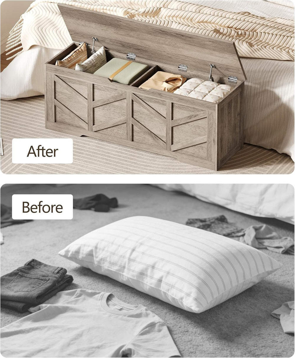 Extra Large Storage Chest, Storage Bench with 2 Safety Hinges | 51.2" St...