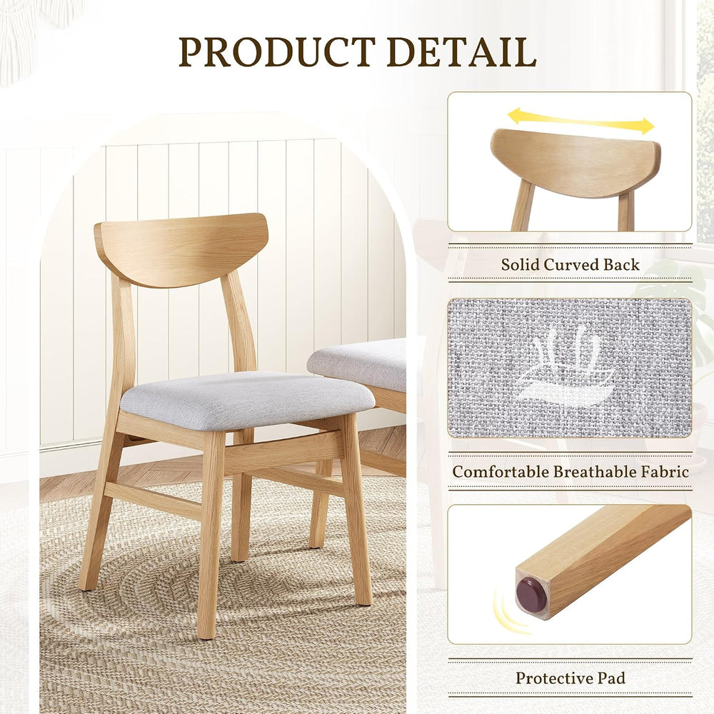 P PURLOVE Modern 3 Piece Table Set, Triangular Table and 2 Curved Wood Chairs...