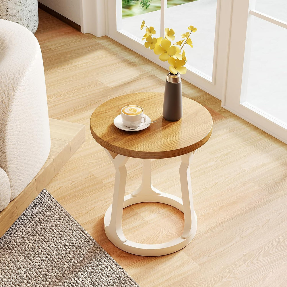 Kinfant Accent Side Table - Vintage Wood End Table Sofa Table with Bottom She...