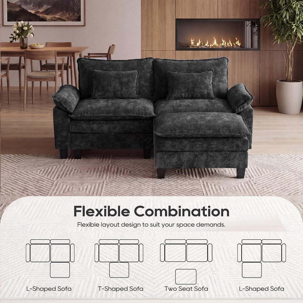 URRED Oversized Modular Sectional Sofa,Black:87" L Shaped