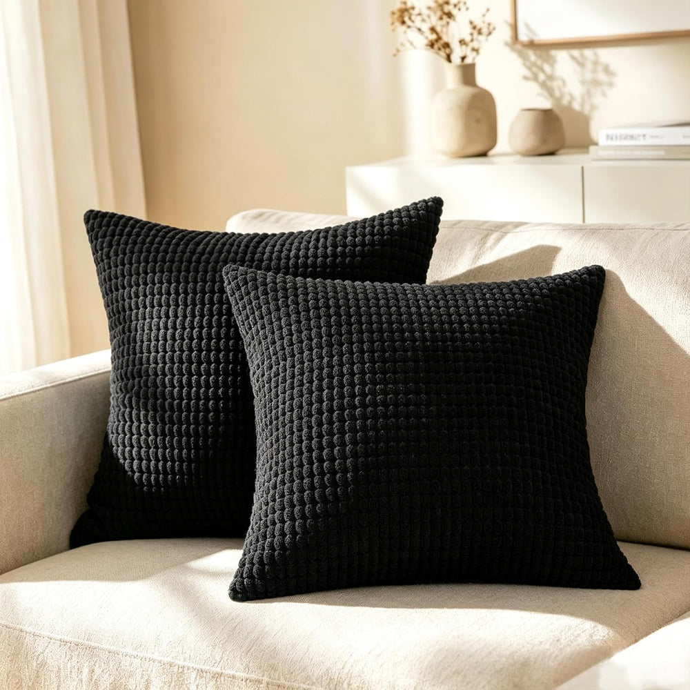 CaliTime Decorative Couch Throw Pillow Covers 26 X 26 Inches Black