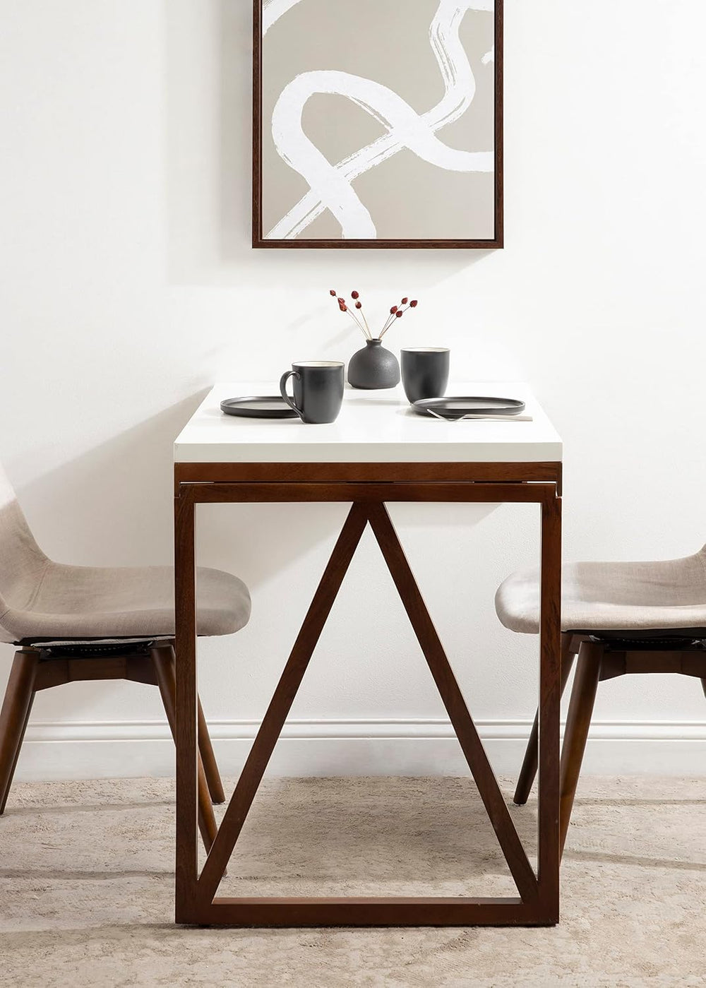 Kate and Laurel Kaya Modern Wall-Mounted Folding Table, 24 x 33 x 31, White a...