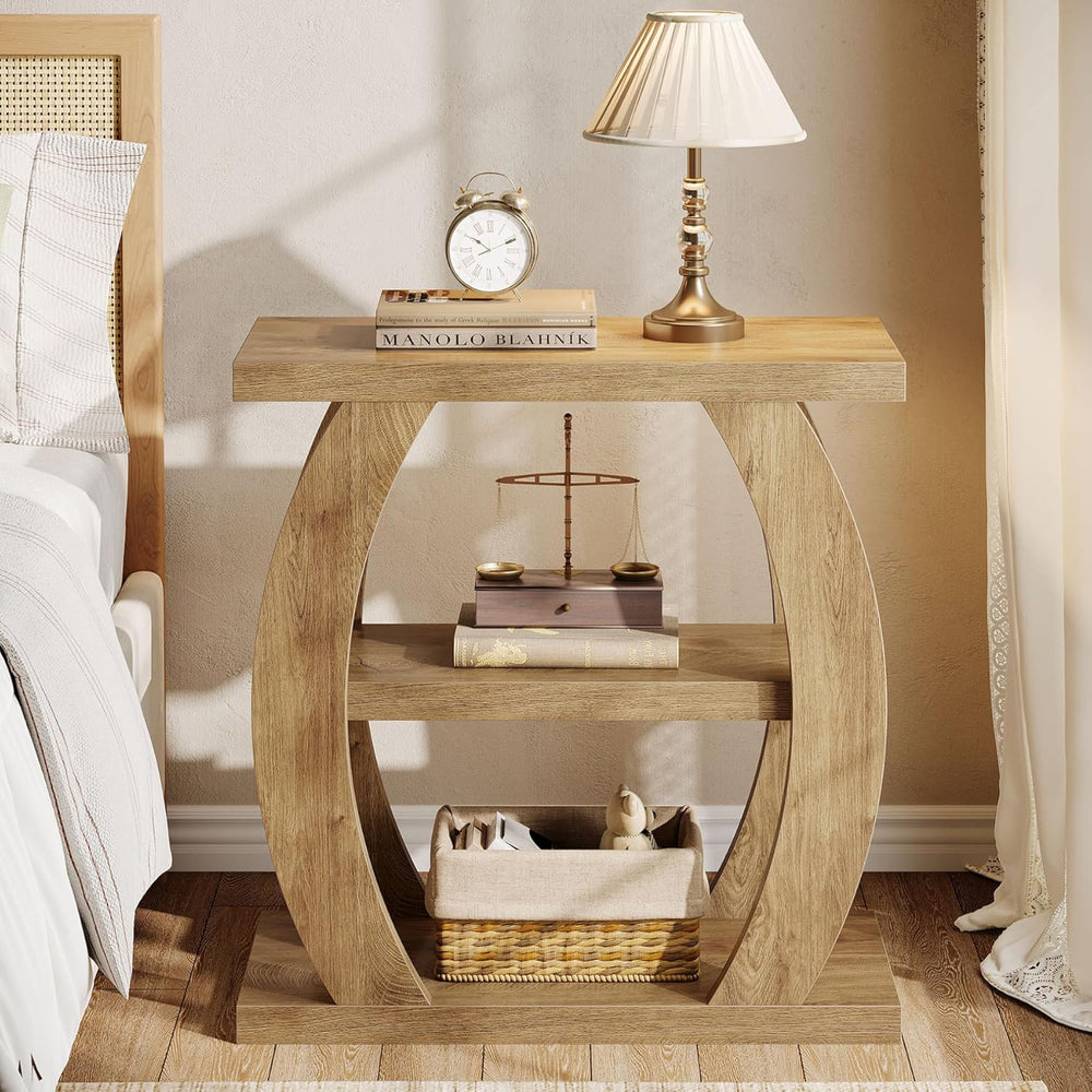 Tribesigns End Table for Living Room, 3-Tier Narrow Side Table with Storage, ...