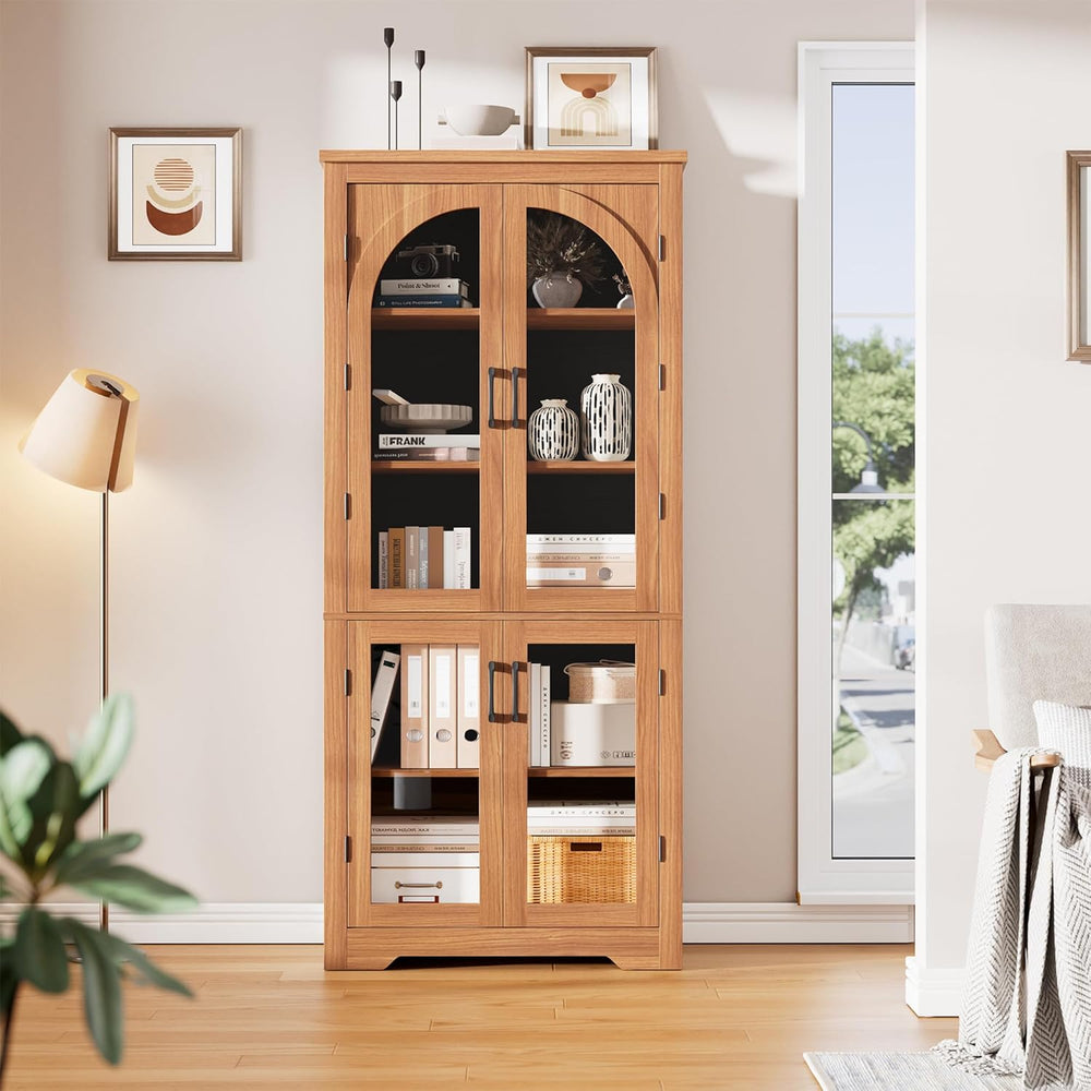 70" Kitchen Pantry Storage Cabinet - Modern Display Pantry Storage with ...