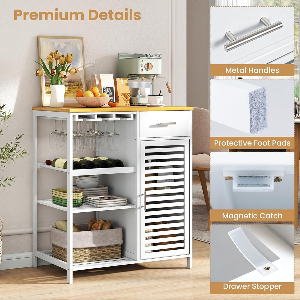 Giantex Kitchen Island with Storage Cabinet, Glass Holder, Wine Rack | 30&quo...