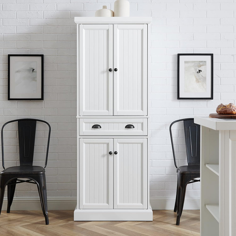 Crosley Furniture Shoreline Coastal Pantry Storage Cabinet with Shelves, Kitc...