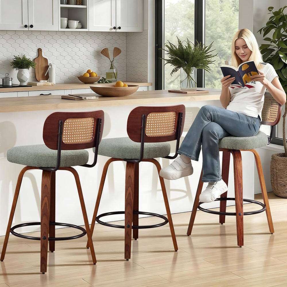 SoarFlash Modern Swivel Bar Stools Set of 3, 26" Counter Height Bar Stoo...