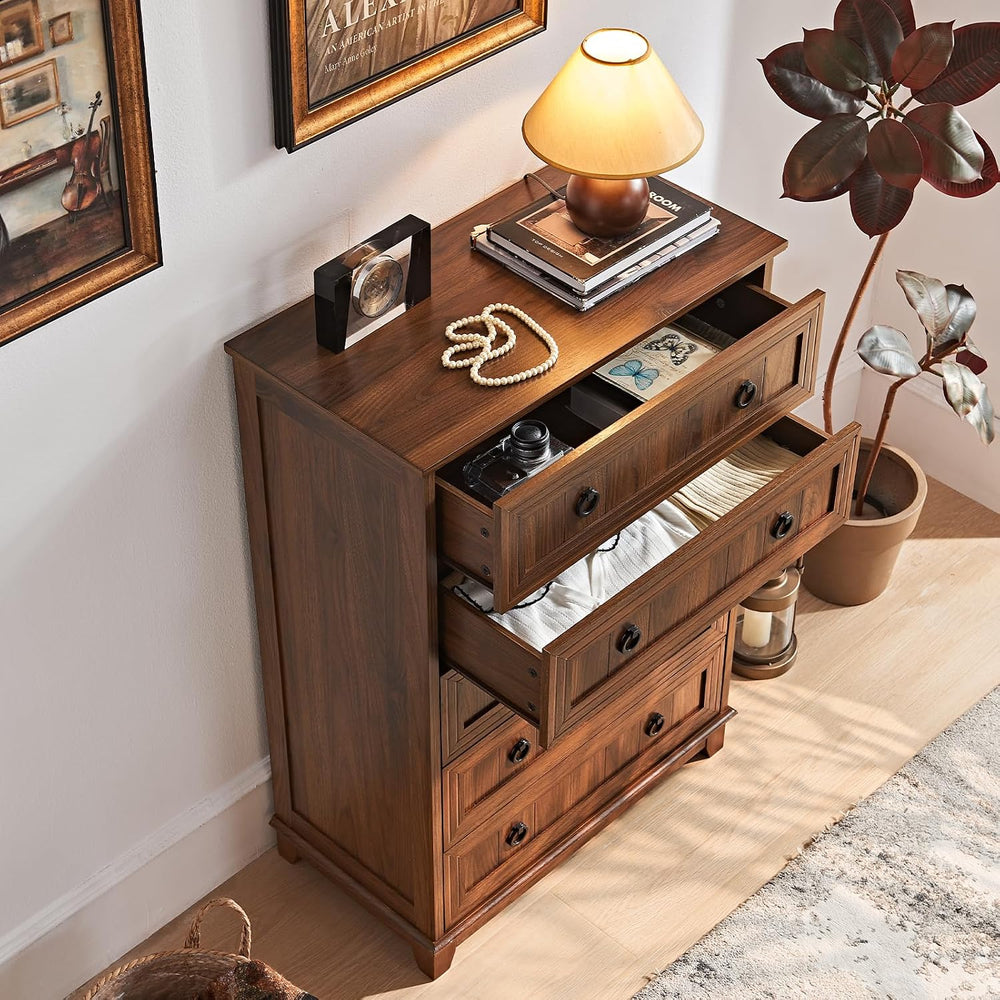Joaxswe Bedroom Dresser and Nightstand Sets 4 Piece,Farmhouse Brown Dresser