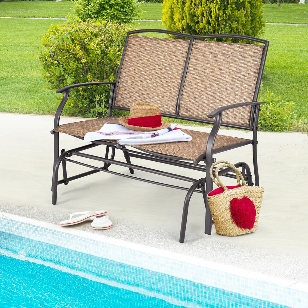 Tangkula 2-Person Patio Glider Bench, Outdoor Rocker Glider Loveseat Chair W/...